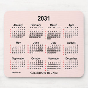 Tapis De Souris 2031 Misty Rose 52 Weeks Calendar par Janz