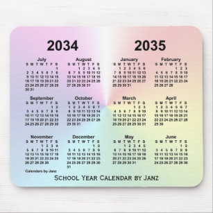 Tapis De Souris 2034-2035 Rainbow Cloud School Calendar by Janz