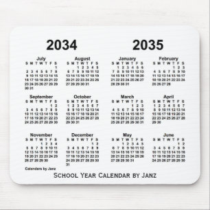 Tapis De Souris 2034-2035 White School Year Calendar by Janz