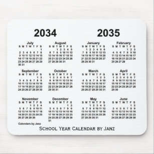 Tapis De Souris 2034-2035 White School Year Calendar by Janz
