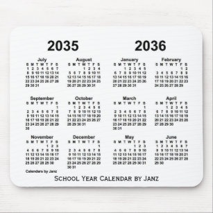 Tapis De Souris 2035-2036 White School Year Calendar by Janz