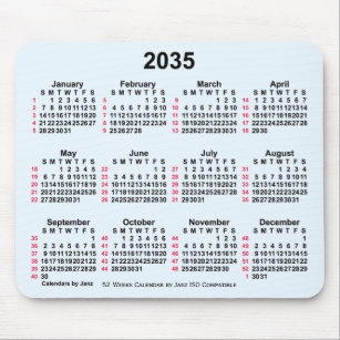 Tapis De Souris 2035 Alice Blue 52 Weeks ISO Calendar by Janz