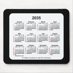 Tapis De Souris 2035 Black 52 Weeks ISO Calendar by Janz Two Tone