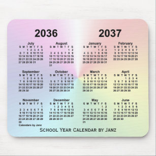 Tapis De Souris 2036-2037 Rainbow Cloud School Calendar by Janz