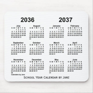 Tapis De Souris 2036-2037 White School Year Calendar by Janz