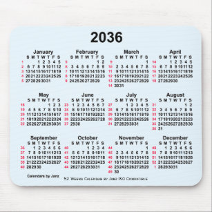 Tapis De Souris 2036 Alice Blue 52 Weeks ISO Calendar by Janz