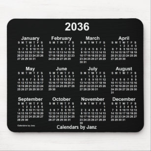 Tapis De Souris 2036 Neon White Calendar by Janz Mouse Pad