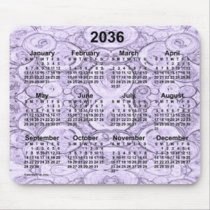 Tapis De Souris 2036 Tiny Bubbles Purple Calendar by Janz