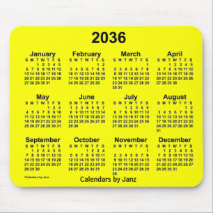 Tapis De Souris 2036 Yellow Calendar by Janz Mouse Pad