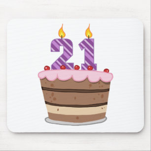 Tapis De Souris 21 ans sur le gâteau d'anniversaire