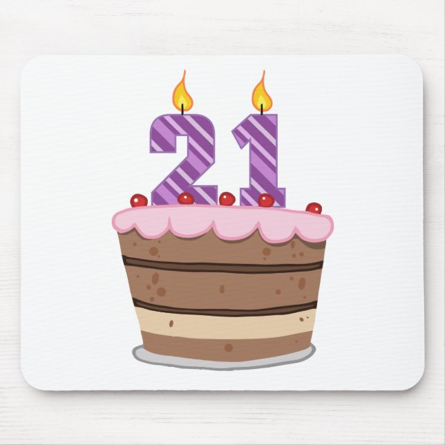 Tapis De Souris 21 ans sur le gâteau d'anniversaire (Devant)