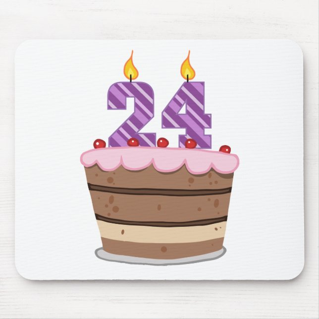 Tapis De Souris 24 ans sur le gâteau d'anniversaire (Devant)