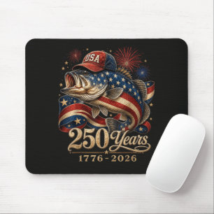 Tapis De Souris 250 Amérique 1776 2026 Pêche à la basse USA Drapea