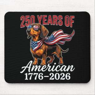 Tapis De Souris 250 Ans 1776–2026 Drapeau Usa Chien Dachshund 4 Ju