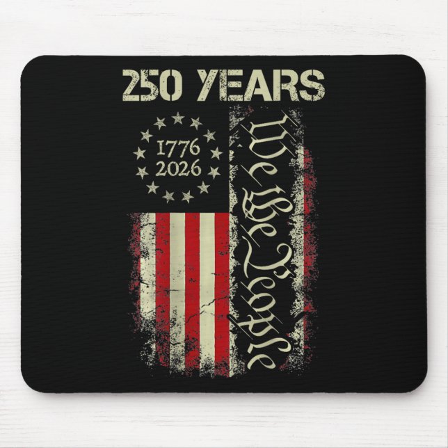 Tapis De Souris 250 Ans Amérique 1776 2026 Nous Le Peuple Drapeau  (Devant)