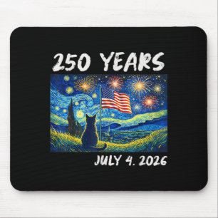 Tapis De Souris 250 Ans Chat Nuit Étoilée 4 Juillet 250e