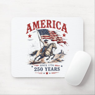 Tapis De Souris 250 Ans d'Amérique 1776 2026 Cowboy Patriotique