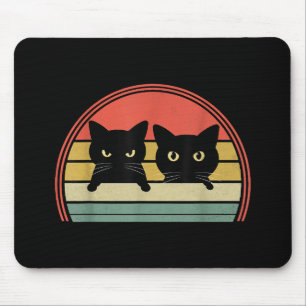 Tapis De Souris 2 chats noirs qui regardent discrètement Vintage R