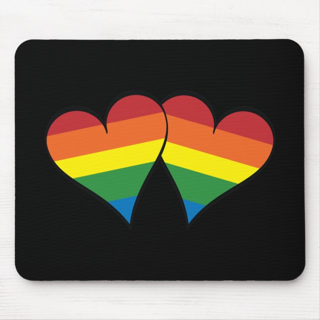 Tapis De Souris 2 Coeurs arc-en-ciel (Devant)