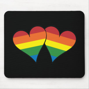 Tapis De Souris 2 coeurs d'arc-en-ciel