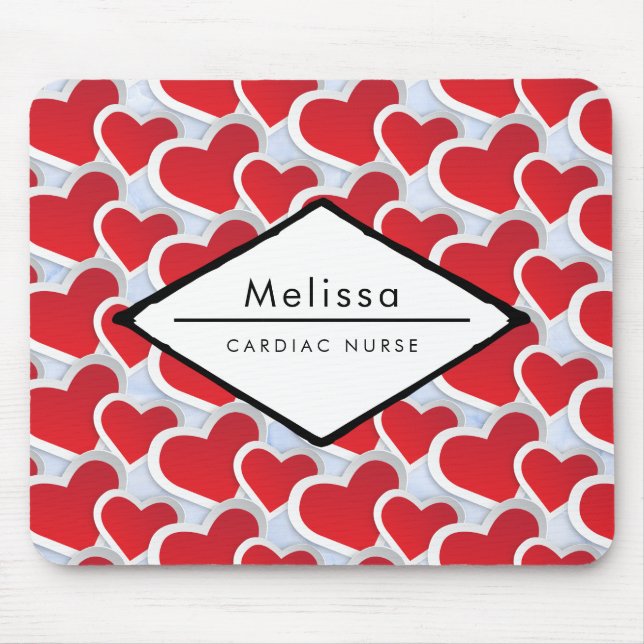 Tapis De Souris 2 Coeurs rouges Répéter Motif mignon Infirmière Ca (Devant)