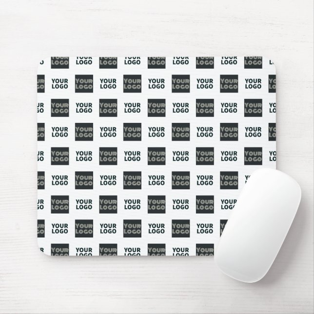 Tapis De Souris 2 Logos Simples Logos Répétitifs | Blanc (Avec souris)
