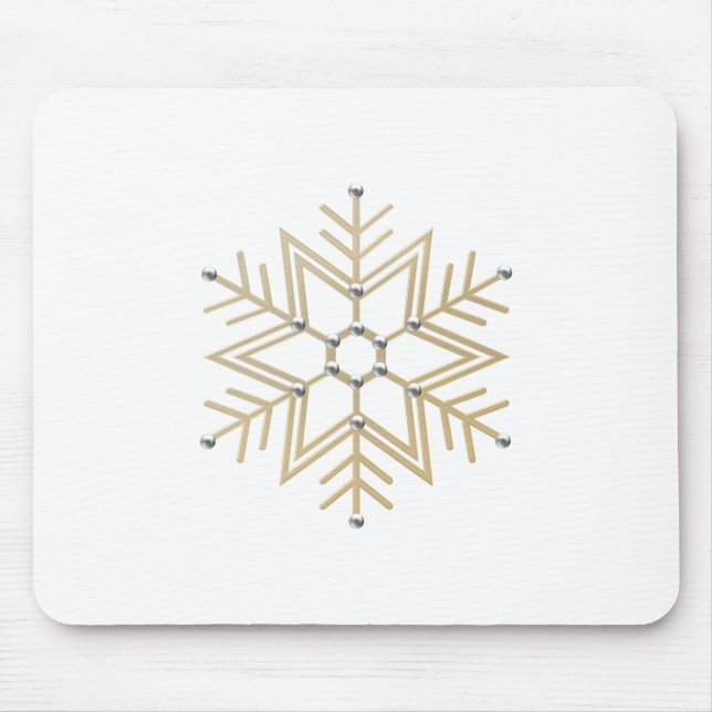 Tapis De Souris 2-Silver and Gold Snowflake 3-D Look (Devant)