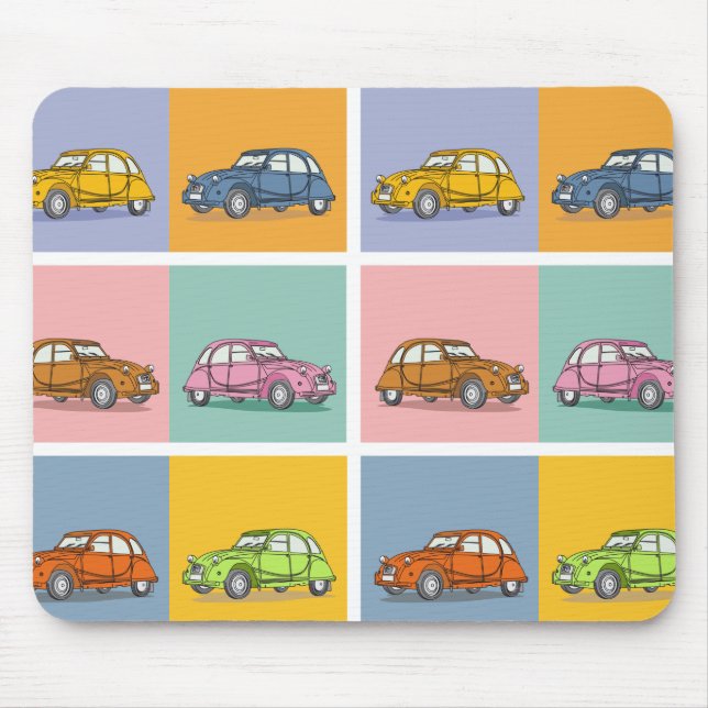 Tapis De Souris 2CV Deux Chevaux Colorful Six Carrés Illustration (Devant)