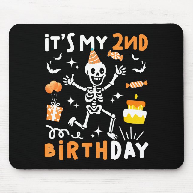Tapis De Souris 2e anniversaire enfants drôle squelette 2e anniver (Devant)