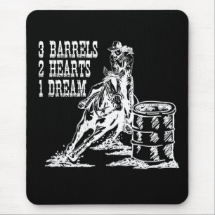 Tapis De Souris 3 Barils 2 Coeurs 1 Dream Barrel Racing