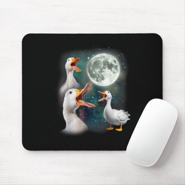 Tapis De Souris 3 Canards Hurle À La Lune Drôle Étrange Maudit Can (Avec souris)
