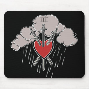 Tapis De Souris 3 d'épées Love Heart Tarot Illustration