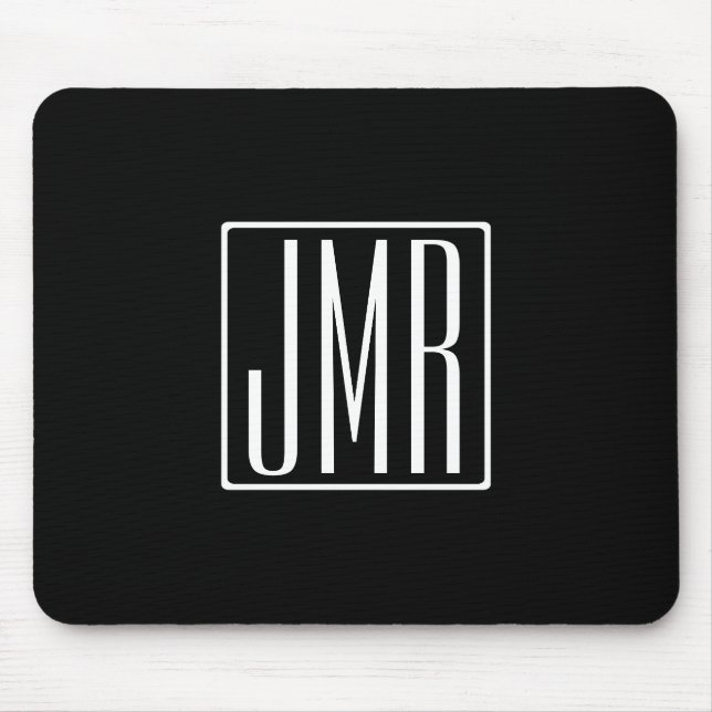 Tapis De Souris 3 Initiales Monogramme | Noir & Blanc (ou couleur  (Devant)
