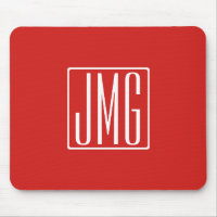 3 Initiales Monogramme | Rouge et blanc (ou couleu