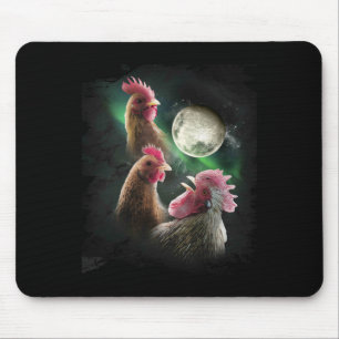 Tapis De Souris 3 poulets lune loup poules loups hurlants