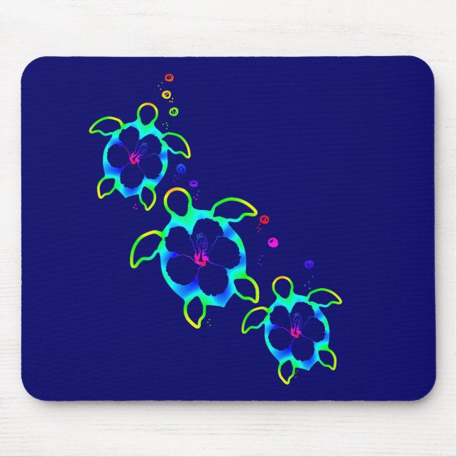 Tapis De Souris 3 tortues de Honu teintes par cravate (Devant)