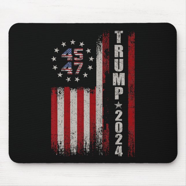 Tapis De Souris 45 47 Trump 2024 - Drapeau américain (Devant)
