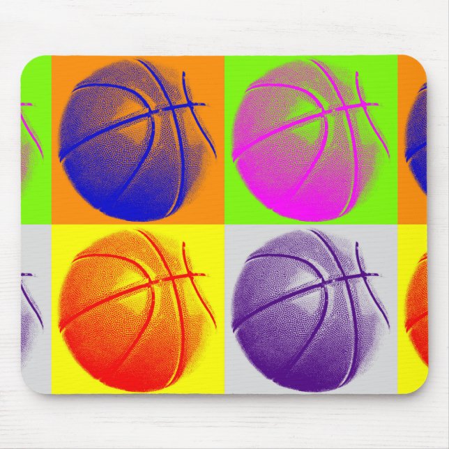 Tapis De Souris 4 couleurs Pop Art Basketball (Devant)