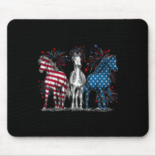 Tapis De Souris 4 juillet Amateurs De Cheval Rouge Blanc Et Bleu A