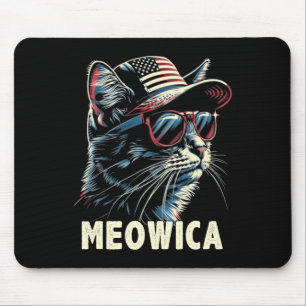 Tapis De Souris 4 juillet Cat Meowica Amoureux des chats Amérique