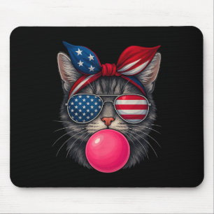 Tapis De Souris 4 juillet Chat Bubblegum Patriotique Chat Sungles