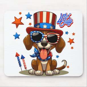 Tapis De Souris 4 juillet chien/chiot mignon, patriotique