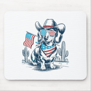 Tapis De Souris 4 juillet dachshund cowboy patriotique drapeau Usa
