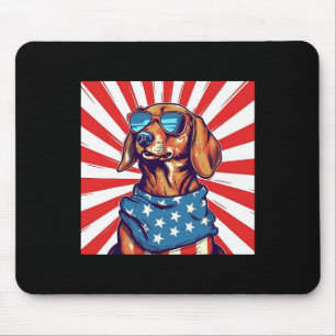 Tapis De Souris 4 juillet Dachsund Weiner Chien Weenie Usa A