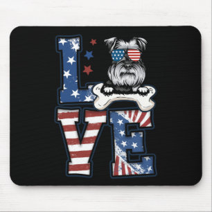 Tapis De Souris 4 juillet Décor Patriotic Love Schnauzer Chien Usa
