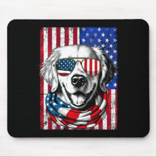 Tapis De Souris 4 juillet Golden Retriever Chien Drapeau américain
