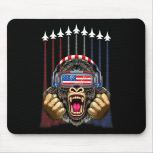 Tapis De Souris 4 juillet Gorilla Lover Drapeau américain Patrio