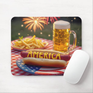 Tapis De Souris 4 juillet hot dog américain