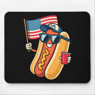 Tapis De Souris 4 juillet Hotdog Drôle Quatre Juillet Patriotique
