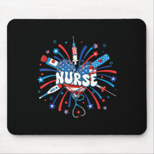 Tapis De Souris 4 juillet Infirmière Drapeau Américain 4 Juillet N